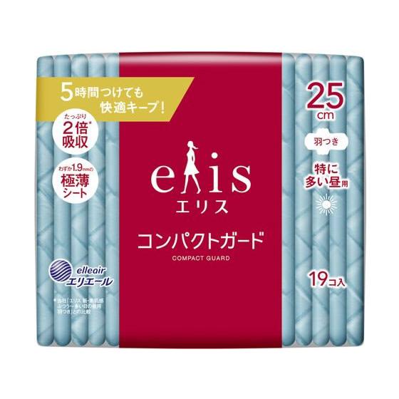 大王製紙 エリス コンパクトガード 特に多い昼用 羽つき 19枚 ナプキン 生理