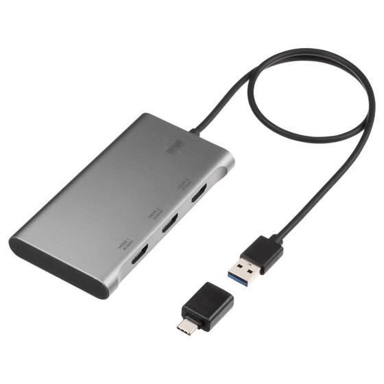 【お取り寄せ】サンワサプライ USB-HDMIディスプレイアダプタ 4K×3画面出力 USB-CVU...