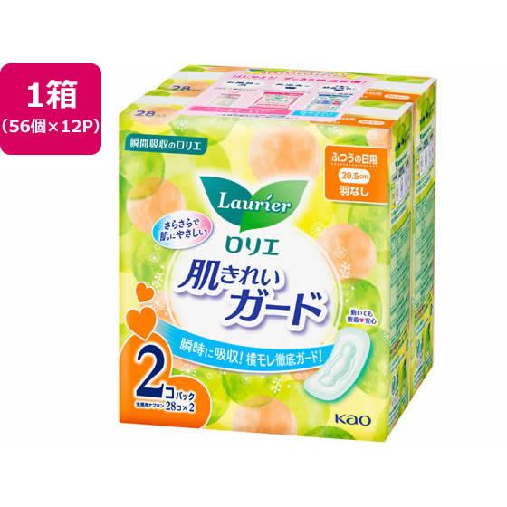 KAO ロリエ 肌きれいガード 昼用 羽なし 28コ×2パック×12袋 ナプキン 生理
