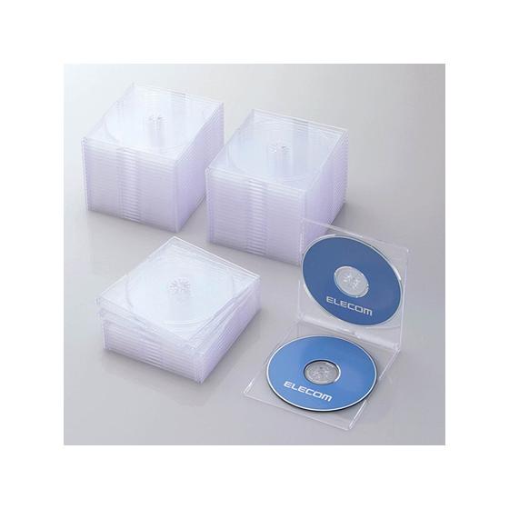【お取り寄せ】エレコム CD DVDスリムプラケース 2枚収納 50枚 クリア ＣＤ ＤＶＤ用プラス...
