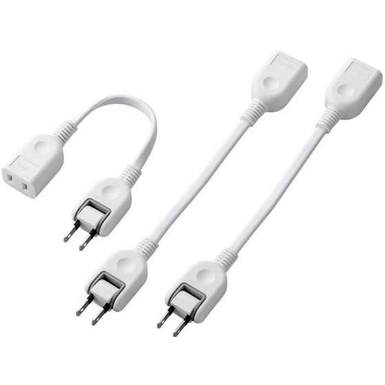 エレコム ACアダプタ用電源延長コード 2P1個口 0.1m ホワイト 3個 延長コード 電源タップ...