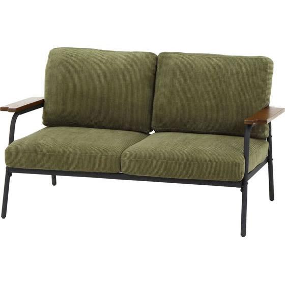 【メーカー直送】不二貿易 アイアンアーム コーデュロイソファ 2P カローチェ カーキ【代引不可】【...