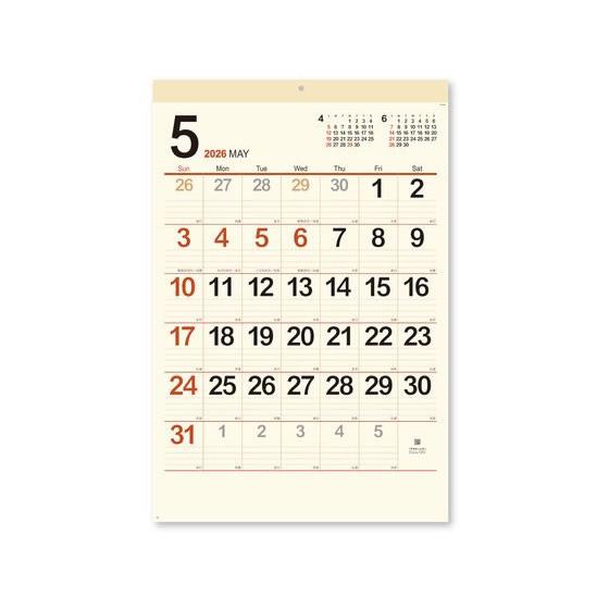 【お取り寄せ】新日本カレンダー クリーム・メモ月表 ジャンボ NK8148 事務用ペーパー ノート