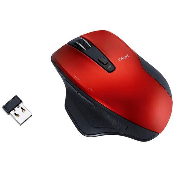 ナカバヤシ 無線静音5ボタンBlueLEDマウス レッド MUS-RKF155R マウス キーボード...