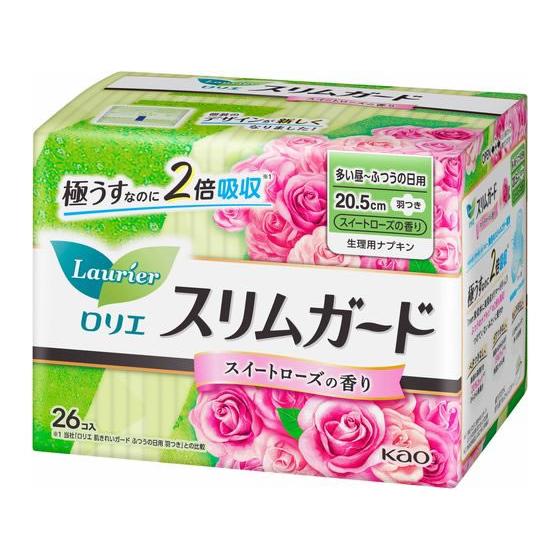 KAO ロリエスリムガード スイートローズ 多い昼ふつうの日 羽付26個 ナプキン 生理