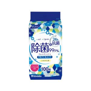 Life-do.Plus リファイン 除菌詰替用ウェットティッシュ 100枚 詰め替えタイプ ウェットティッシュ