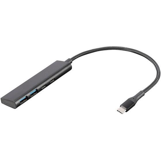 ナカバヤシ USB3.2Gen1Type-C4ポート(Cx2 Ax2)アルミハブ ブラック UH-C...