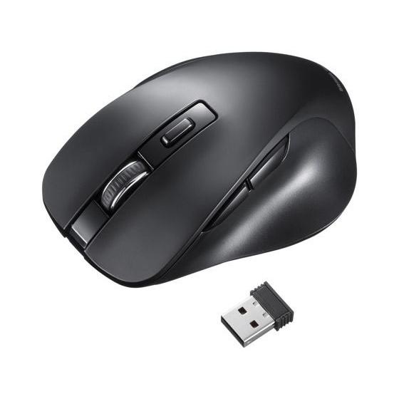 【お取り寄せ】サンワサプライ ワイヤレス ブルーLEDマウス 5ボタン ブラック MA-WB518B...