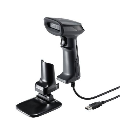 【お取り寄せ】サンワサプライ 2次元バーコードリーダー スタンド付き BCR-2D10GY カードリ...