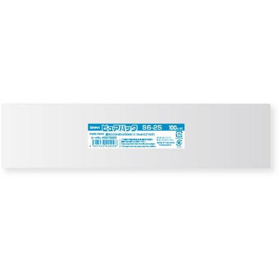 シモジマ ピュアパックS 厚0.03×60×250 100枚 ＯＰＰ袋 テープなし 厚さ０．０３ｍｍ...