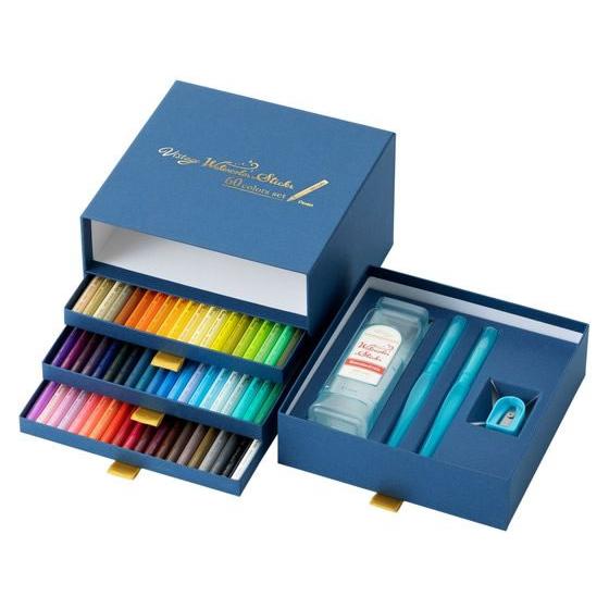 【お取り寄せ】ぺんてる 水彩スティック 60色 引出しボックス GSS1-60ST2 水彩色鉛筆 鉛...