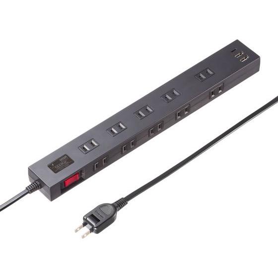 【お取り寄せ】サンワサプライ 雷タップ10個口 ブラック 1m TAP-SP2110NUC-1BK ...