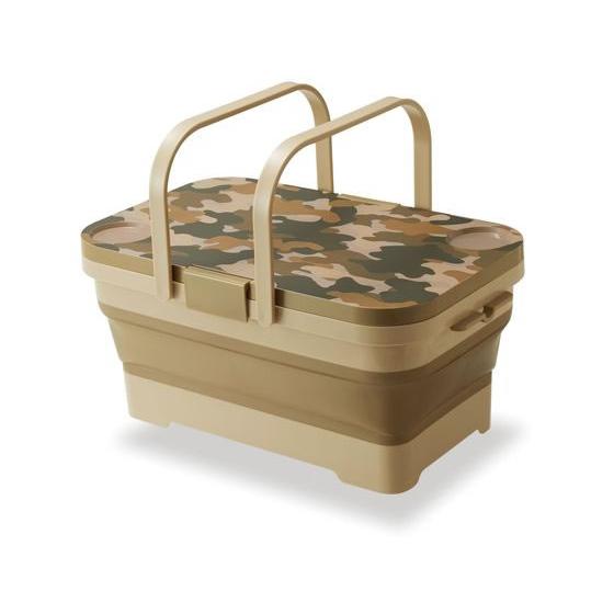 【お取り寄せ】伊勢藤 折りたたみバスケット&amp;テーブル MILARGO カーキ I-582 収納家具 ...