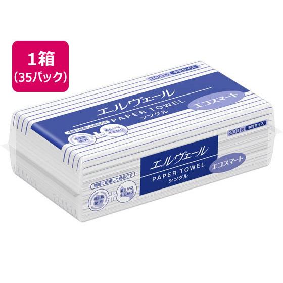 大王製紙 エルヴェール エコスマート シングル 中判 200枚×35パック 枚入り 業務用 まとめ買...