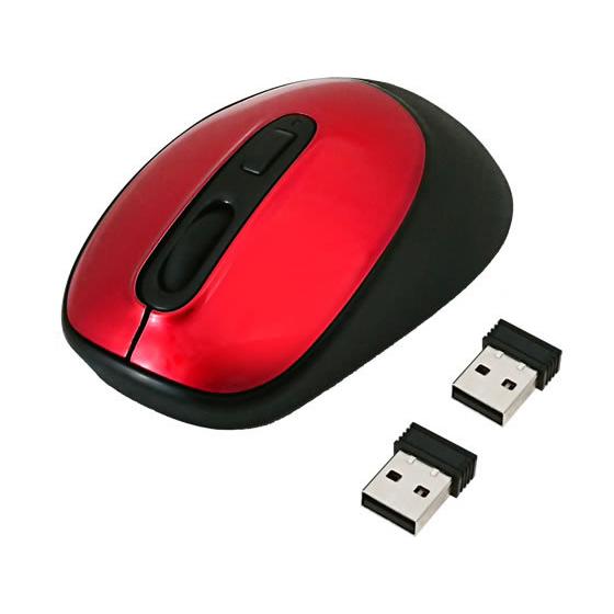 HIDISC BlueLEDワイヤレスマウス 2レシーバー付 4ボタン HDM-7146RD マウス...