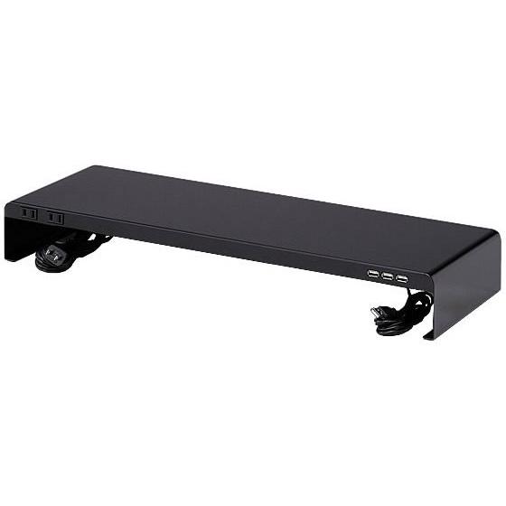 【メーカー直送】サンワサプライ 電源タップ+USBポート付机上ラック 黒 MR-LC202BKN【代...