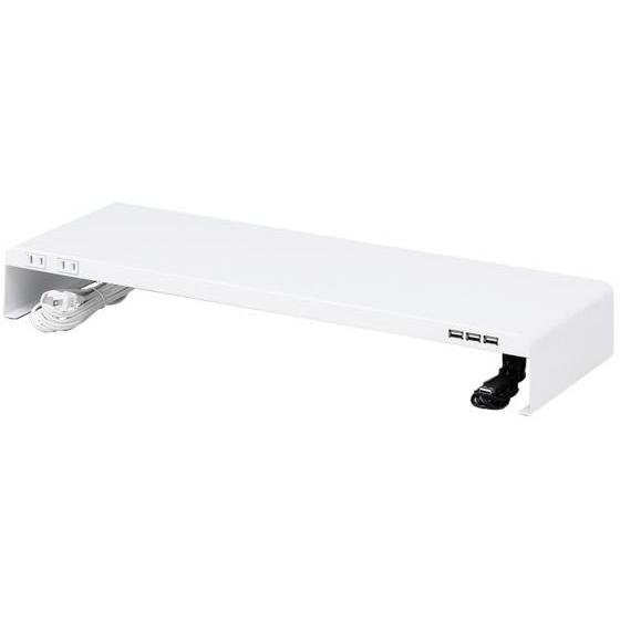 【メーカー直送】サンワサプライ 電源タップ+USBポート付机上ラック 白 MR-LC202WN【代引...