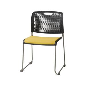 ライオン事務器 スタッキングチェアー イエロー LE-1662S ループ脚