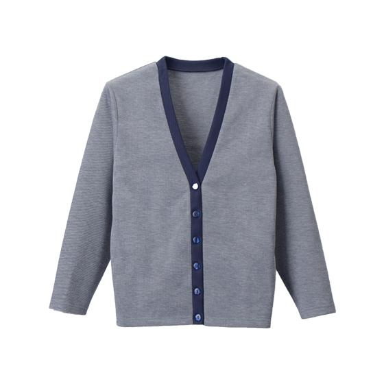 【メーカー直送】ディーフェイズ Vネックカーディガン グレー×ネイビー LL C-04【代引不可】カ...