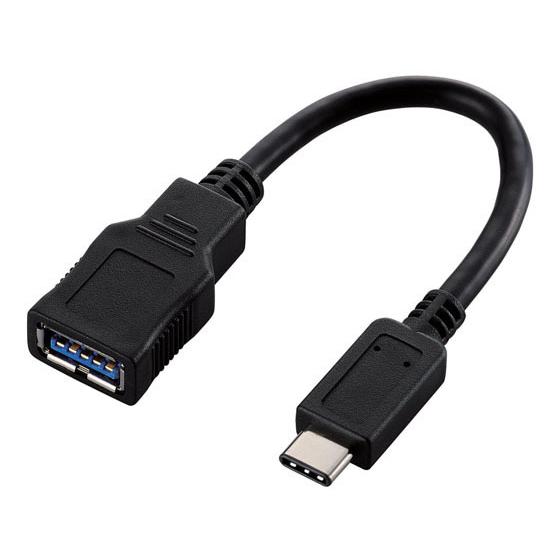 【お取り寄せ】エレコム Type-C変換ケーブル 8cm ブラック USB3-AFCM01BK ＵＳ...