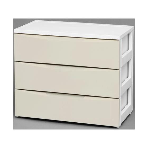 【メーカー直送】アイリスオーヤマ ワイドチェスト 3段 幅720mm ホワイト／アイボリー COD-...