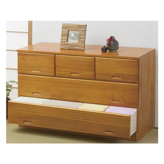 【メーカー直送】ファミリー・ライフ 総桐 ローチェスト 3段5杯引き出し 02001【代引不可】チェ...