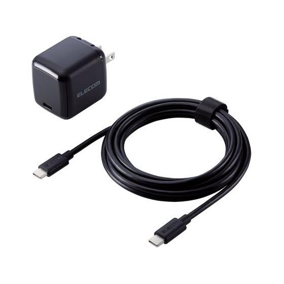 【お取り寄せ】エレコム USB充電器 TypeCケーブル付 2m ブラック ACDC-PD8445B...