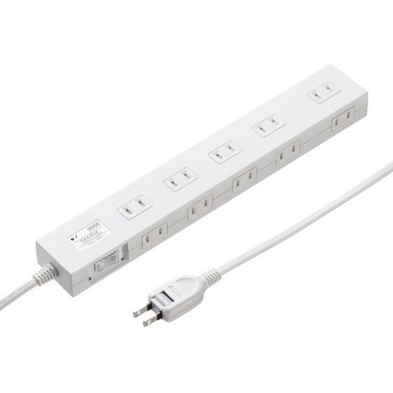 サンワサプライ 雷ガードタップ 10個口 5m 白 TAP-SP2110N-5W コード付き電源タッ...