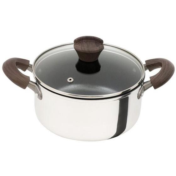 【お取り寄せ】LIV PLUS ベストコ 両手鍋 20cm ミラー ガラス蓋付き 両手鍋 外輪鍋 円...