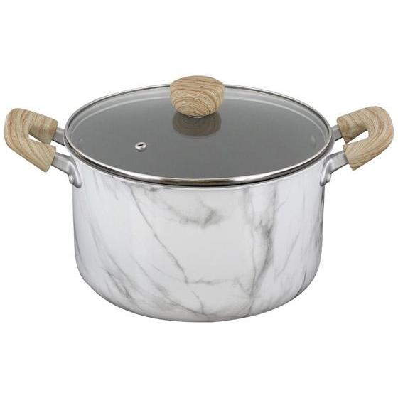 【お取り寄せ】LIV PLUS ベストコ 両手鍋 22cm シチューポット ホワイト 大理石柄 両手...