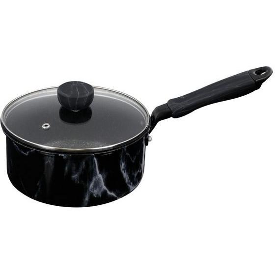 【お取り寄せ】LIV PLUS ベストコ 片手鍋 18cm ソースパン ブラック 大理石柄 両手鍋 ...