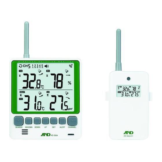 【お取り寄せ】A&amp;D マルチチャンネルワイヤレス環境温湿度計 セット AD-5664SET AD56...