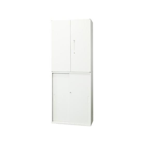 【メーカー直送】Netforce 両開き+引戸書庫 3段 幅800×奥行400 ホワイト【代引不可】...