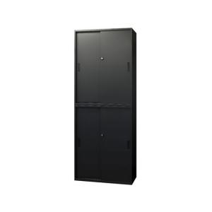 【メーカー直送】Netforce 引戸書庫 2台 3段 幅800×奥行400 ブラック【代引不可】【お客様組立】引違い書庫 スチールキャビネット ロッカー オフィス家具