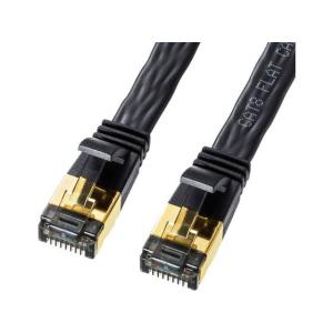 サンワサプライ カテゴリ8フラットLANケーブル ブラック 2m KB-T8FL-02BK カテゴリー７対応 ＬＡＮケーブル 配線｜cocodecow