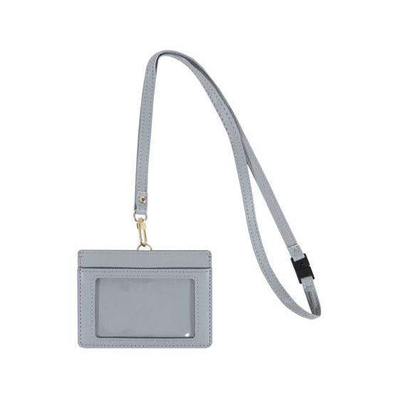 クツワ ID&amp;コインホルダー アイスグレー LF007GY 吊り下げ式ハードタイプ 名札 キーホルダ...