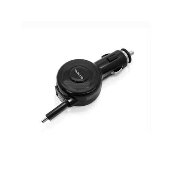 【お取り寄せ】エレコム 車載充電器 3A 巻取Type-C&amp;USB 60cm MPA-CCC04BK