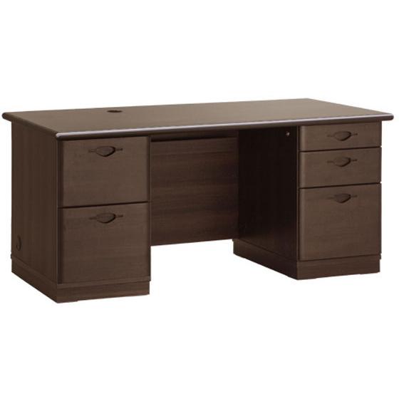 【メーカー直送】カグクロ 国産役員用 両袖デスク W1600 ダークブラウン【代引不可】【組立・設置...