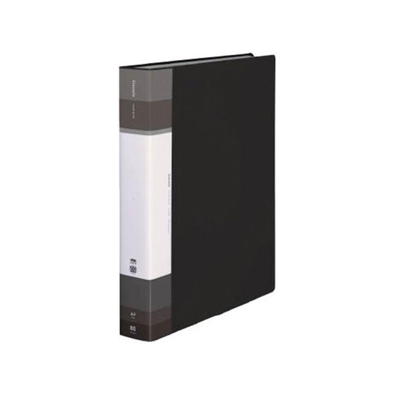 コクヨ クリヤーブック(Glassele)固定式A4背ポケット 80P ブラック Ａ４ 差替式クリヤ...