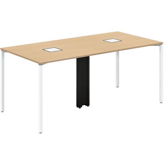 【メーカー直送】コクヨ ワークフィット カウンター両面 W2400D1200 オーク×白脚 アジャス...