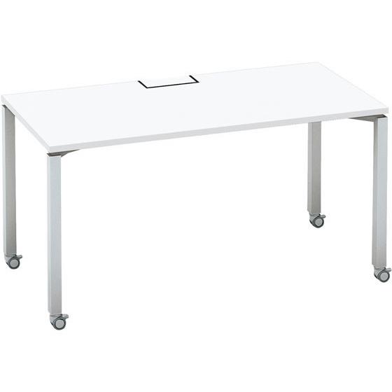 【メーカー直送】コクヨ ワークフィット Std片面 W1400D700 ホワイト×灰脚 キャスター【...