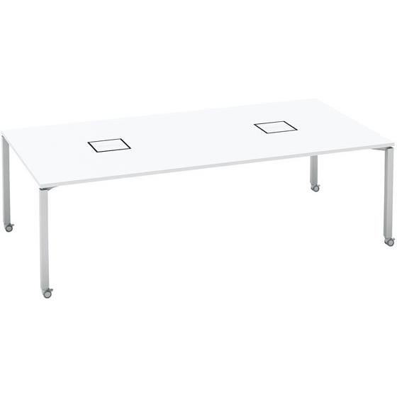 【メーカー直送】コクヨ ワークフィット Std両面 W2400D1200 ホワイト×灰脚 キャスター...