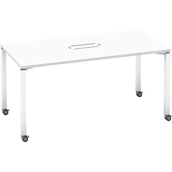 【メーカー直送】コクヨ ワークフィット 角形 W1500D750 ホワイト×白脚 キャスター【代引不...