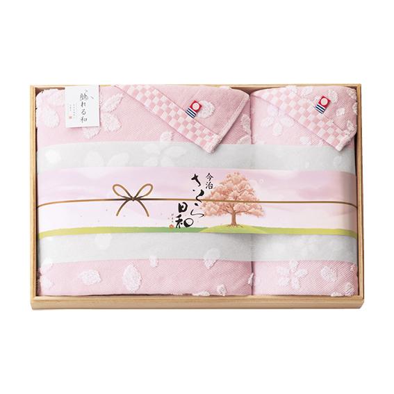 触れる和 さくら日和 木箱入り今治タオルセット  SB-7150