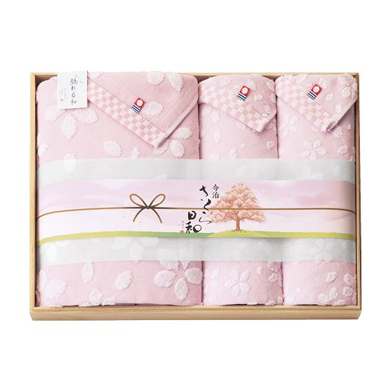 触れる和 さくら日和 木箱入り今治タオルセット  SB-7160