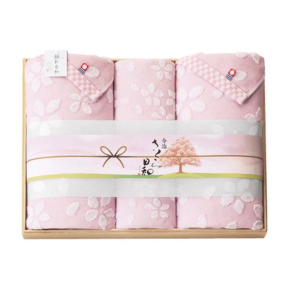 触れる和 さくら日和 木箱入り今治タオルセット  SB-7180