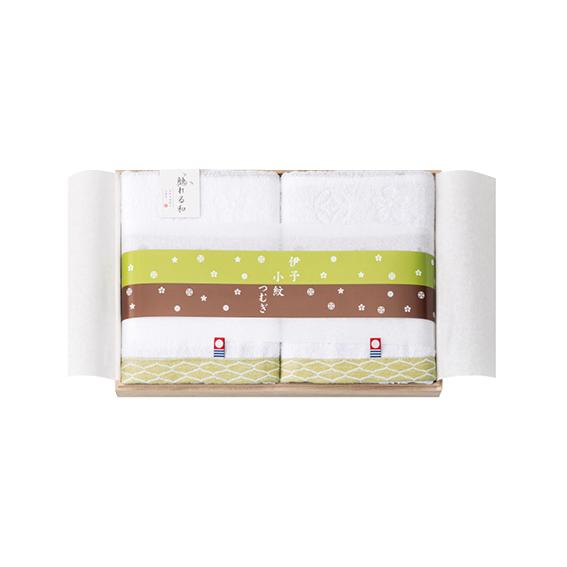 触れる和 伊予小紋つむぎ 木箱入り今治フェイスタオル2枚セット  KT-9030