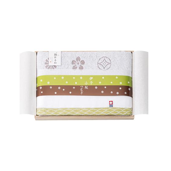 触れる和 伊予小紋つむぎ 木箱入り今治バスタオル  KT-9040