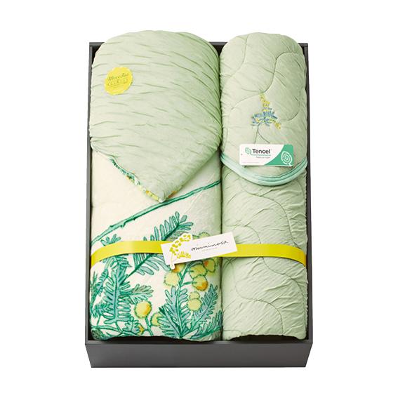 ミアミモザ もこふあニット&amp;プリントマイクロリバーシブル肌布団&amp;もこふあニット敷パッド  MM525...