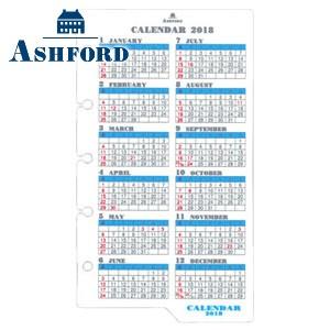 リフィル アシュフォード 2018年 カレンダーリフター ホワイト マイクロ5穴サイズ リフィル 2...